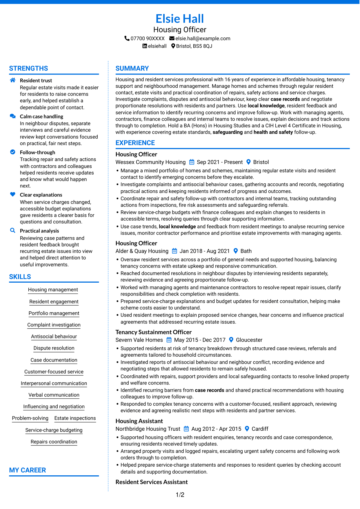 CV example — page 1
