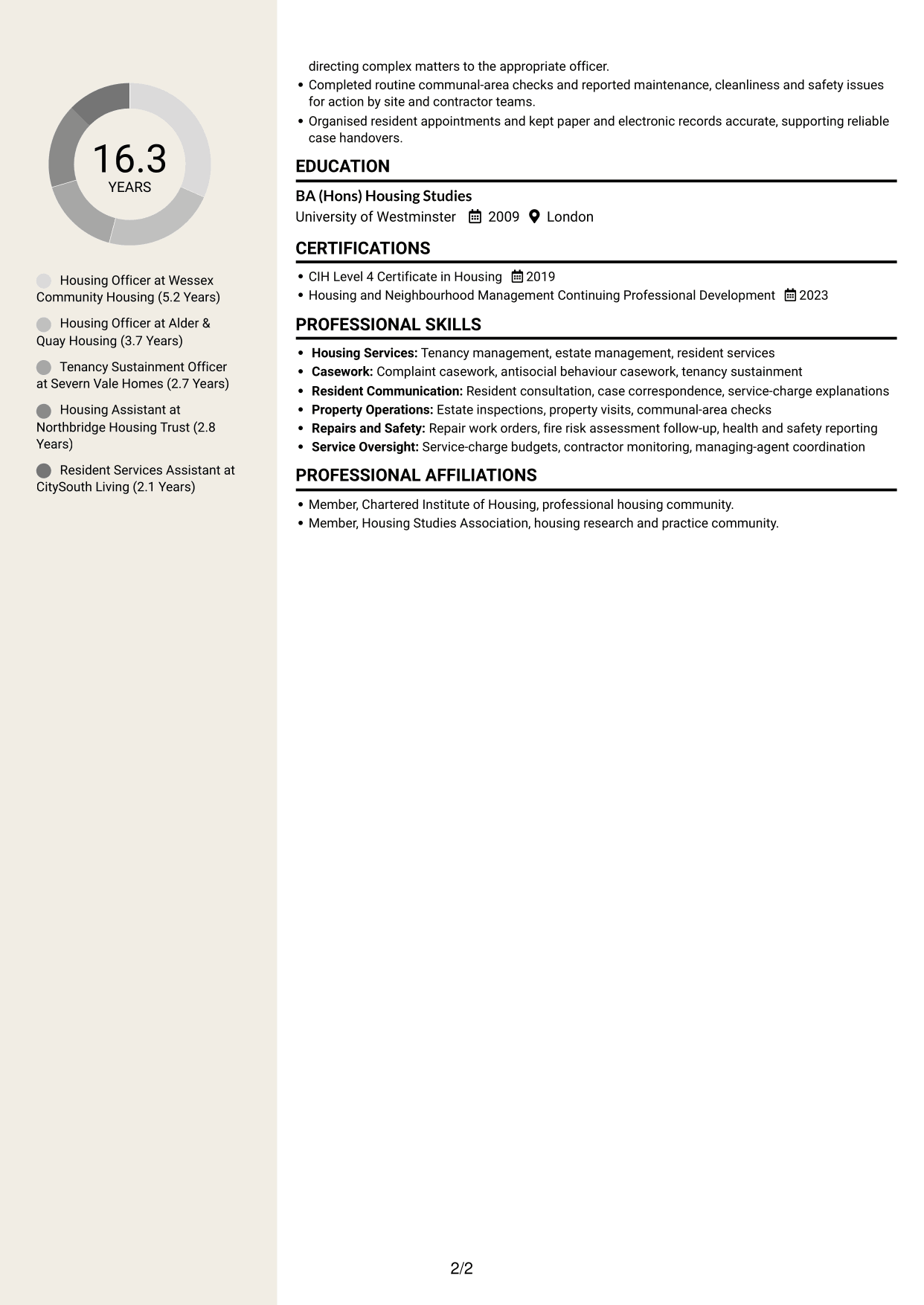 CV example — page 2