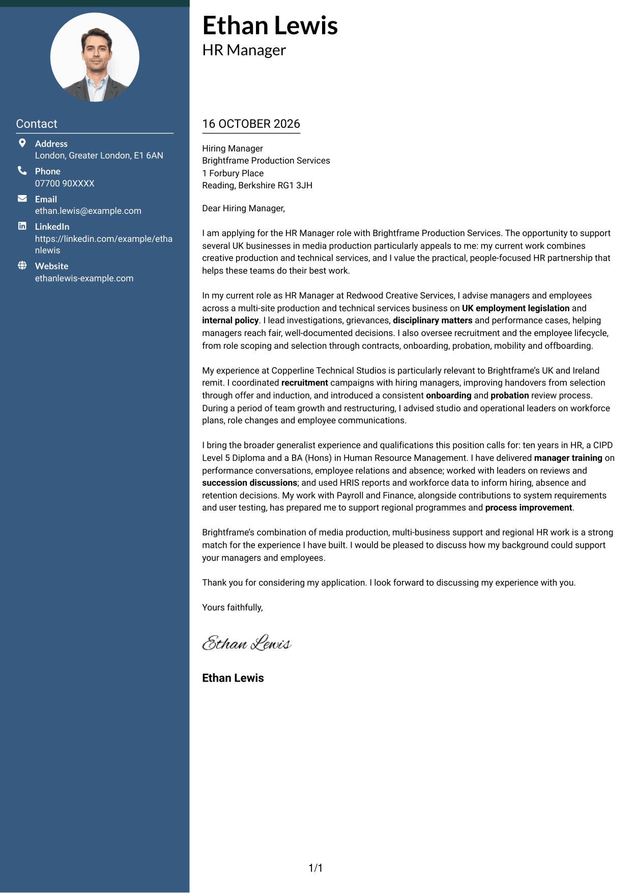 Cover letter example — page 1