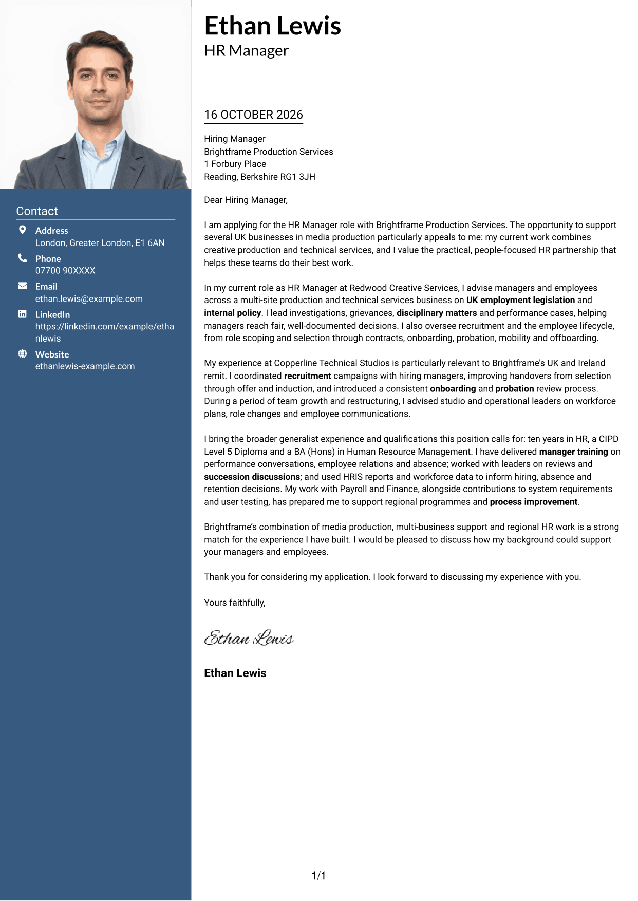Cover letter example — page 1