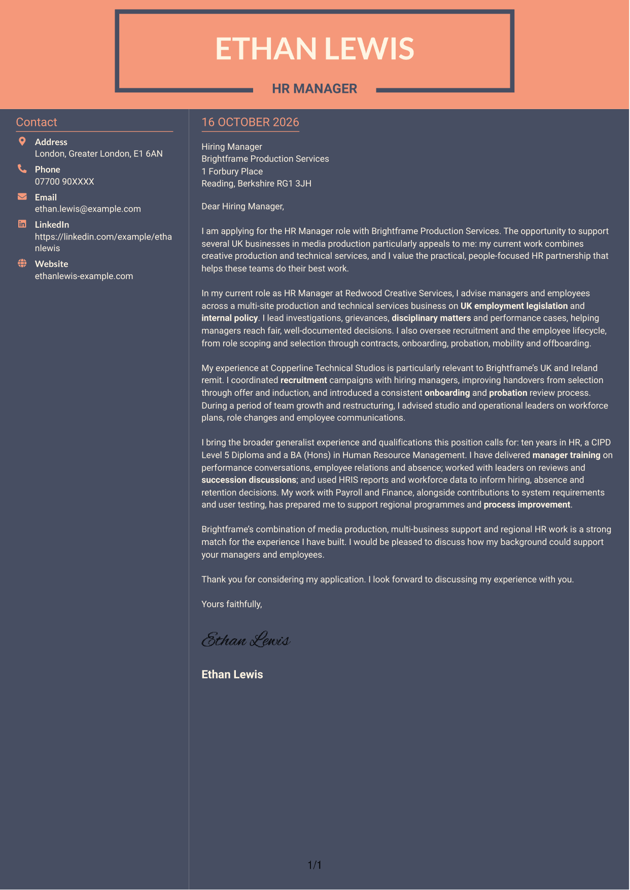 Cover letter example — page 1