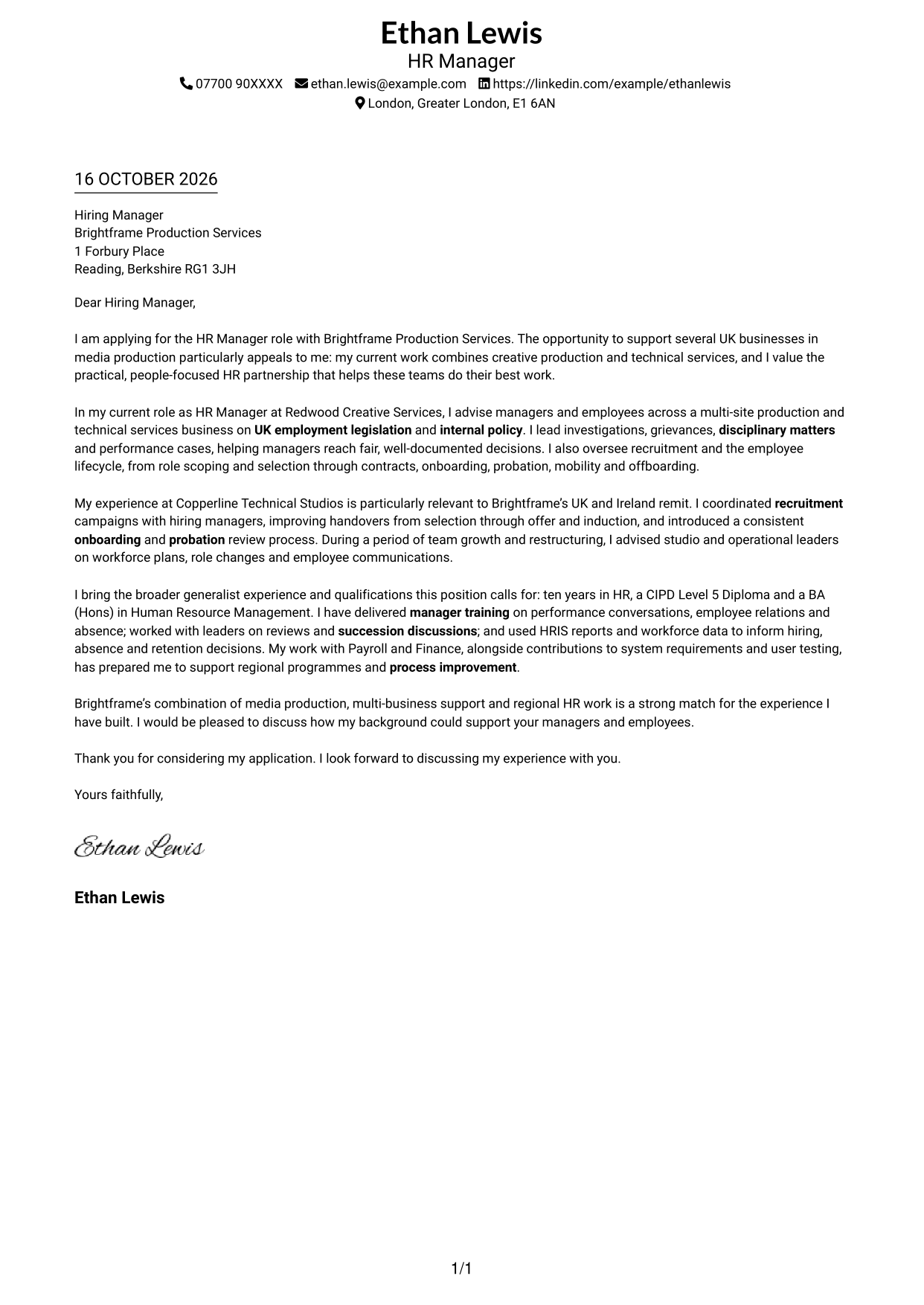 Cover letter example — page 1