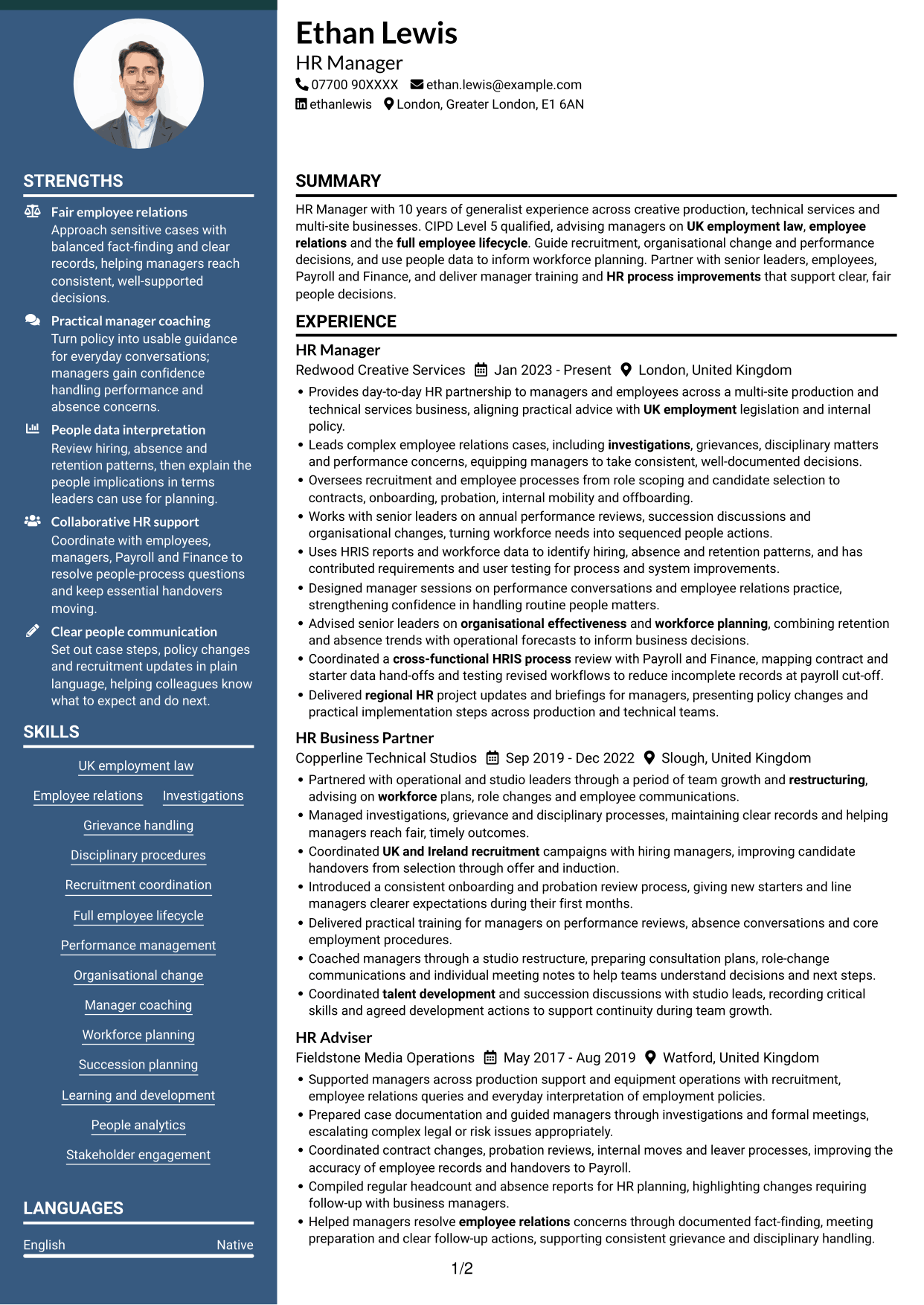 CV example — page 1