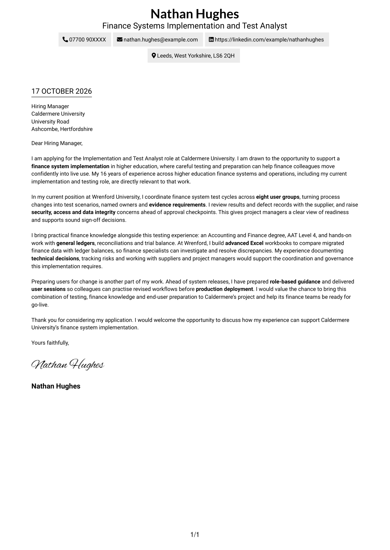 Cover letter example — page 1