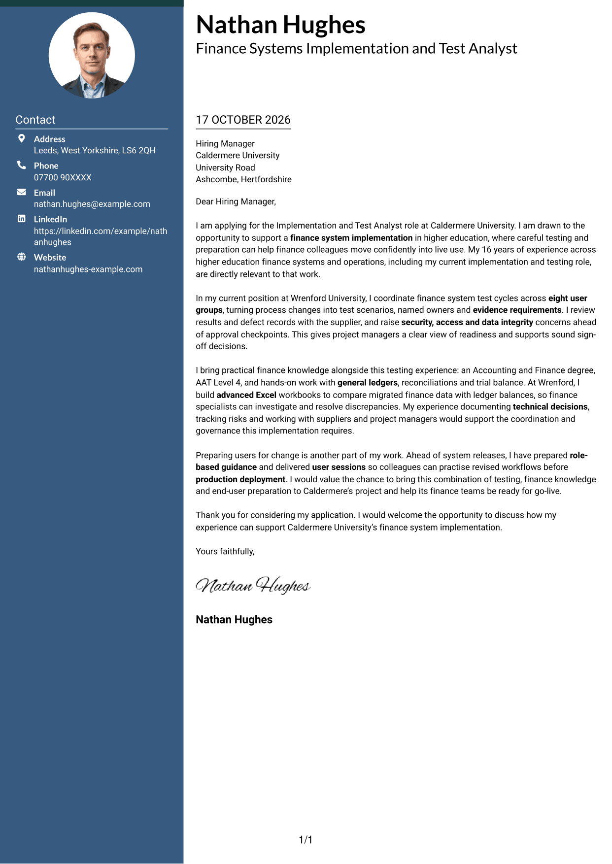 Cover letter example — page 1