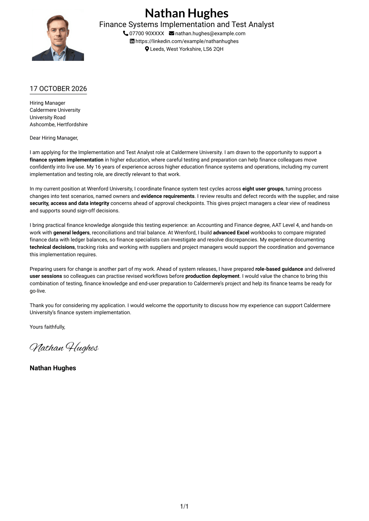 Cover letter example — page 1