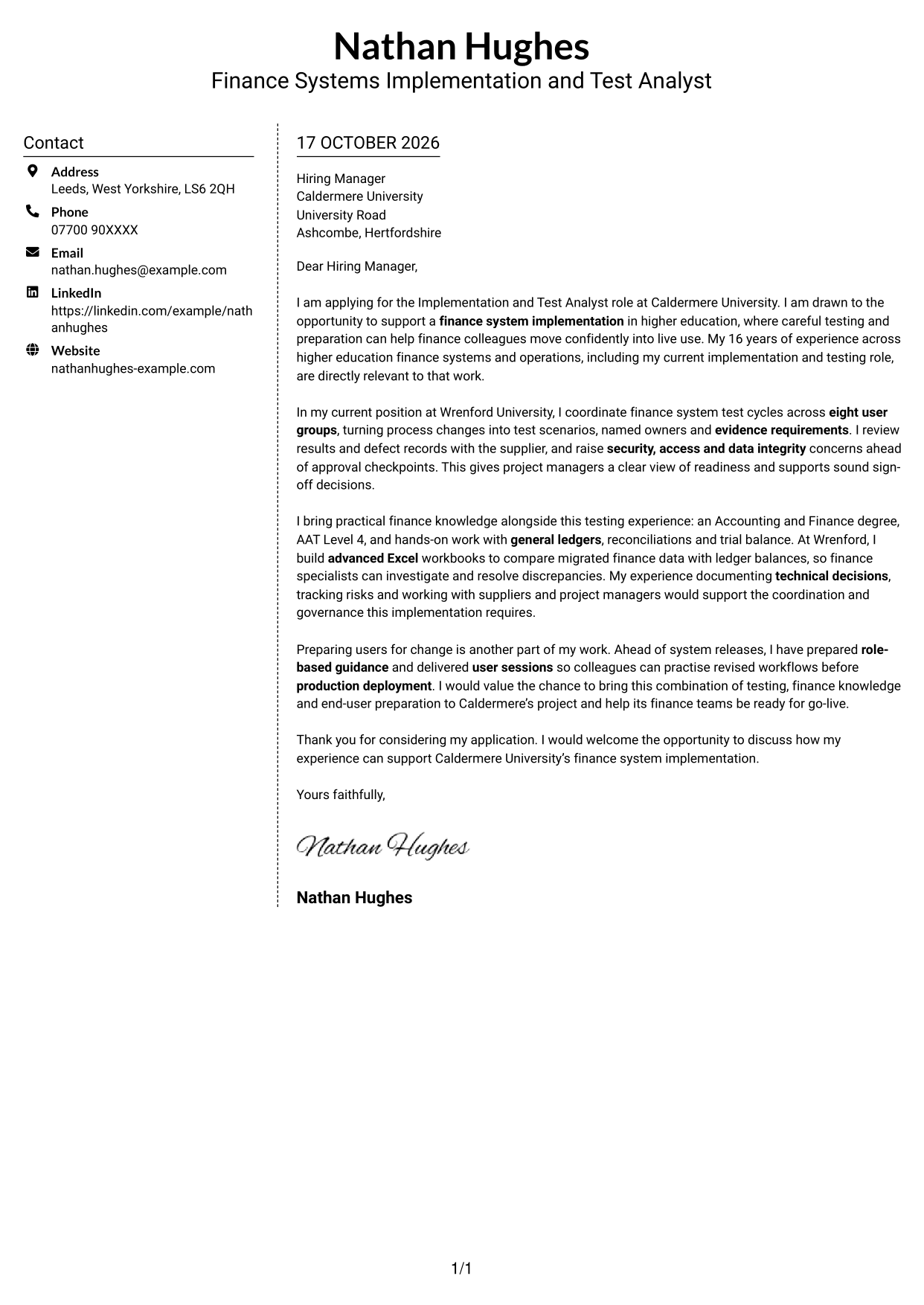 Cover letter example — page 1