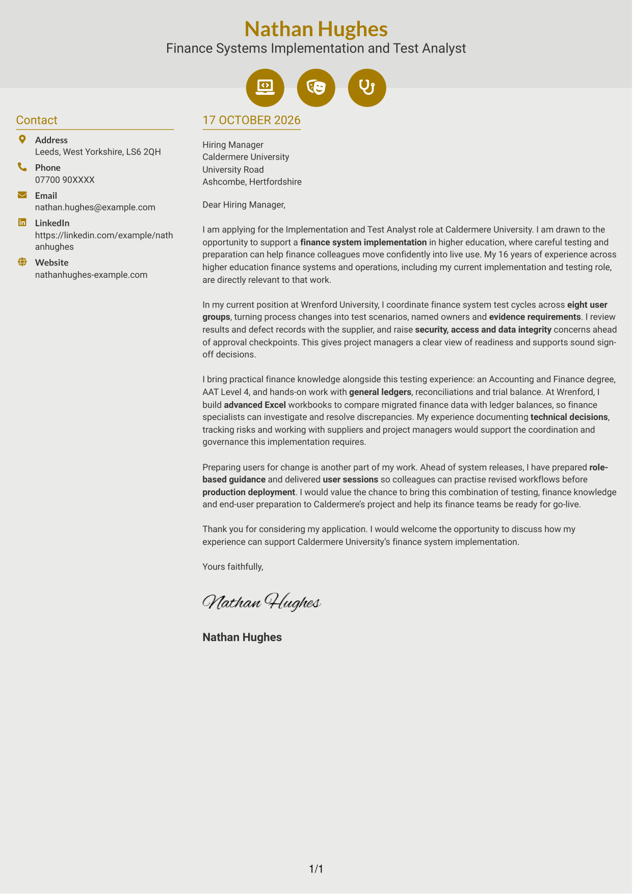Cover letter example — page 1