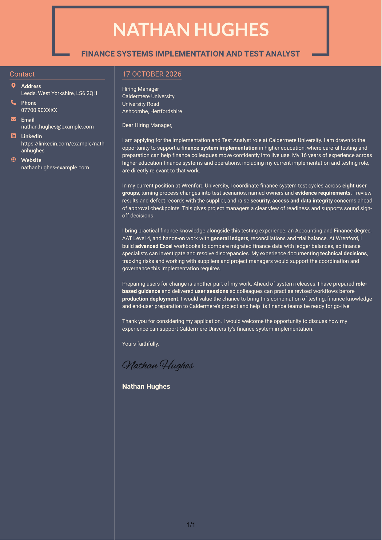 Cover letter example — page 1