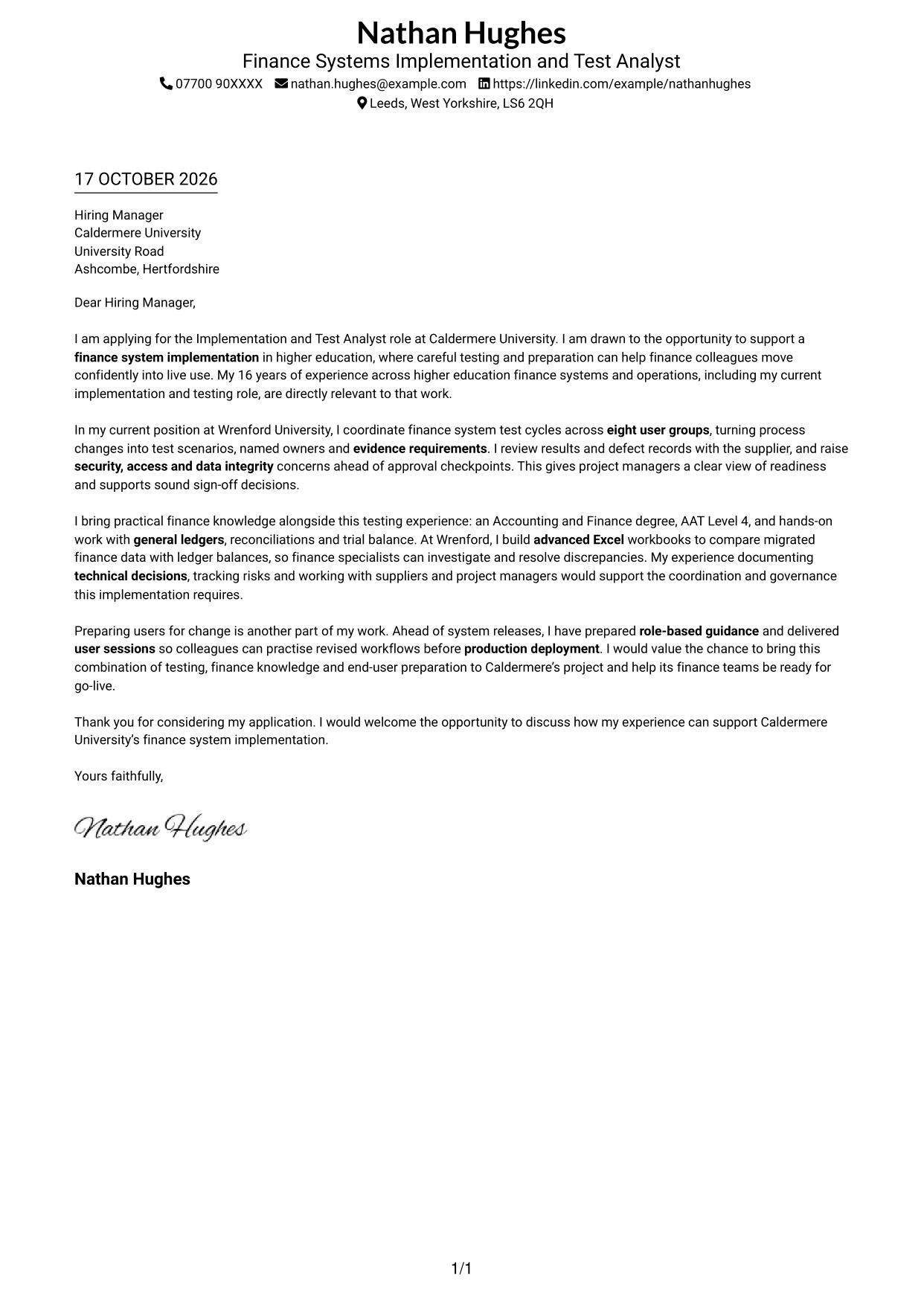 Cover letter example — page 1