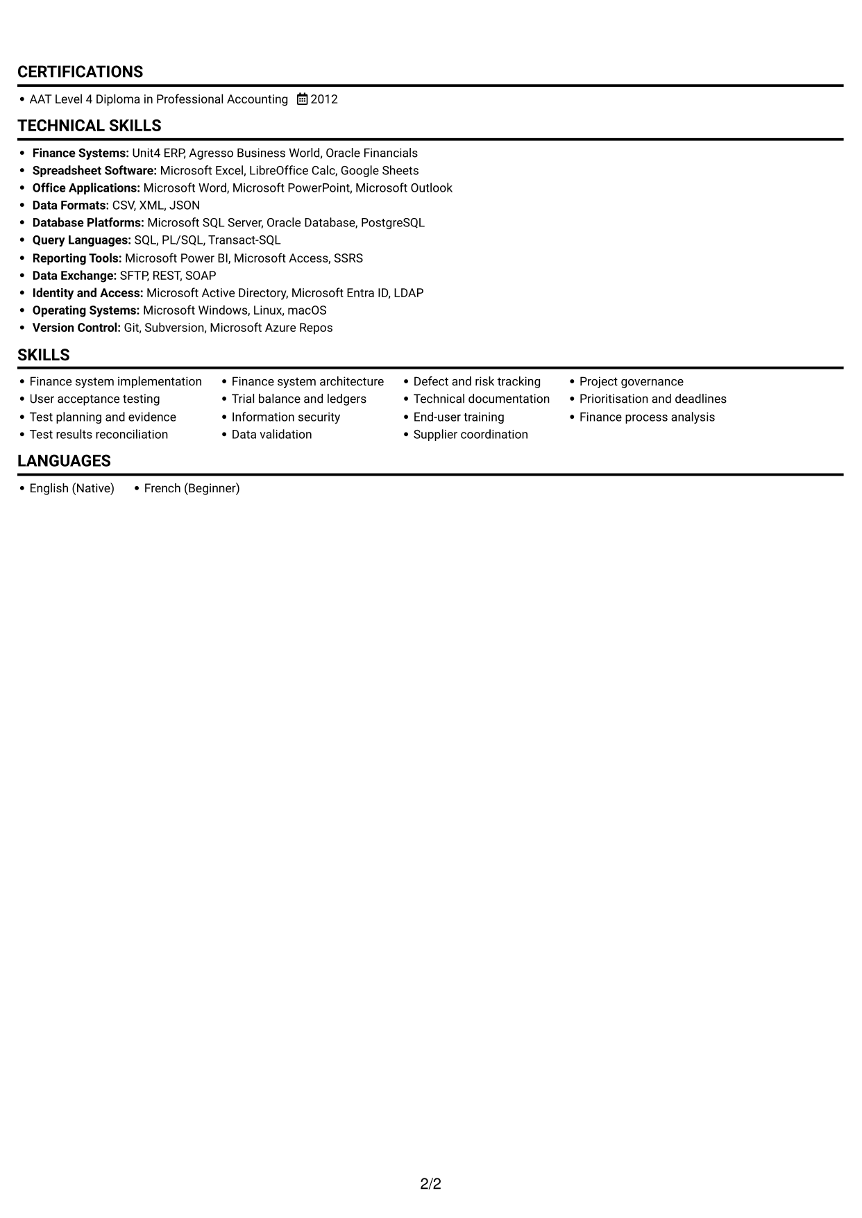 CV example — page 2