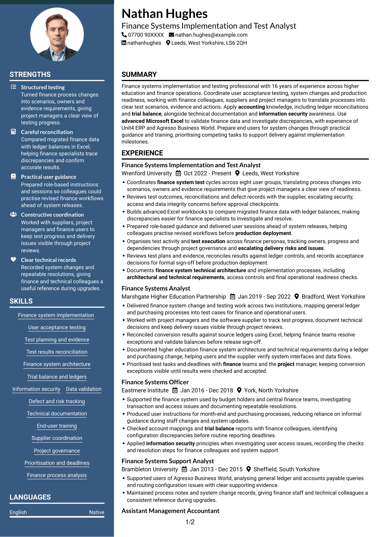 CV example — page 1