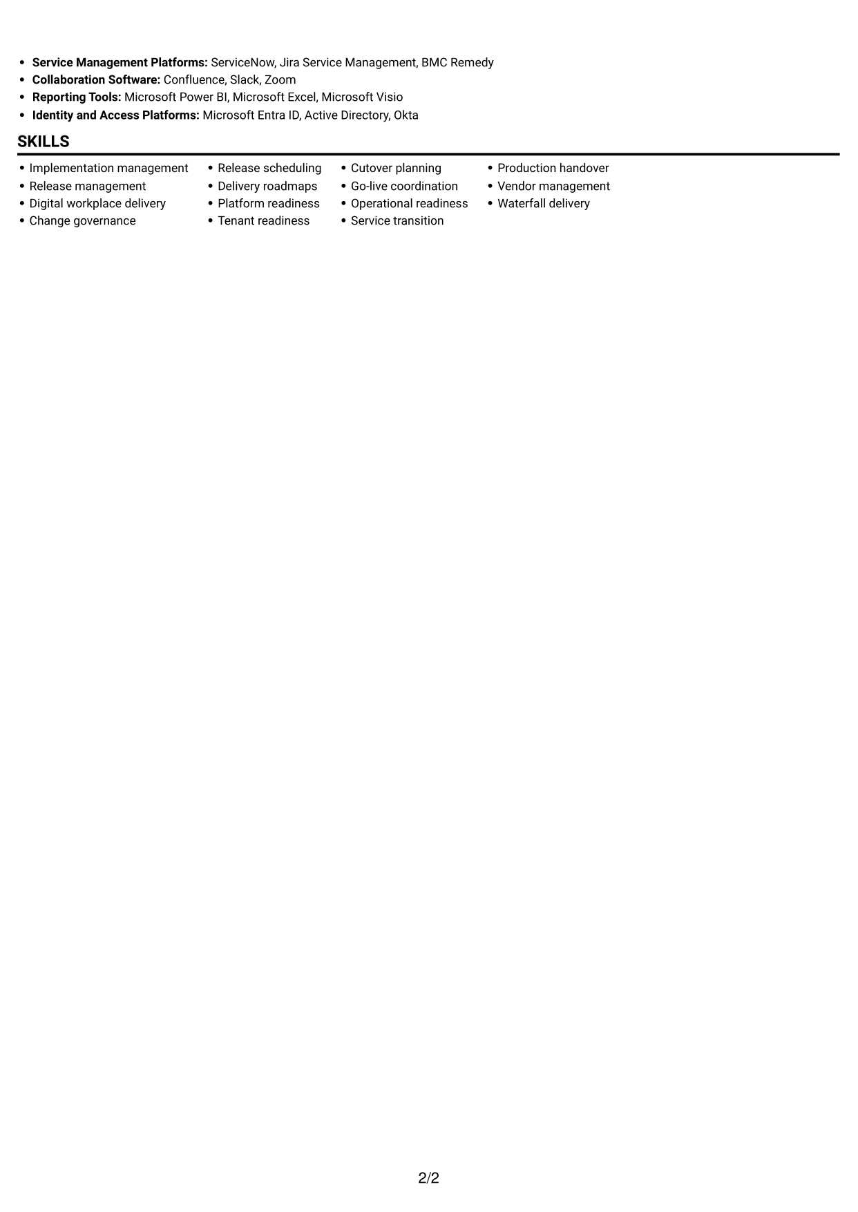 CV example — page 2