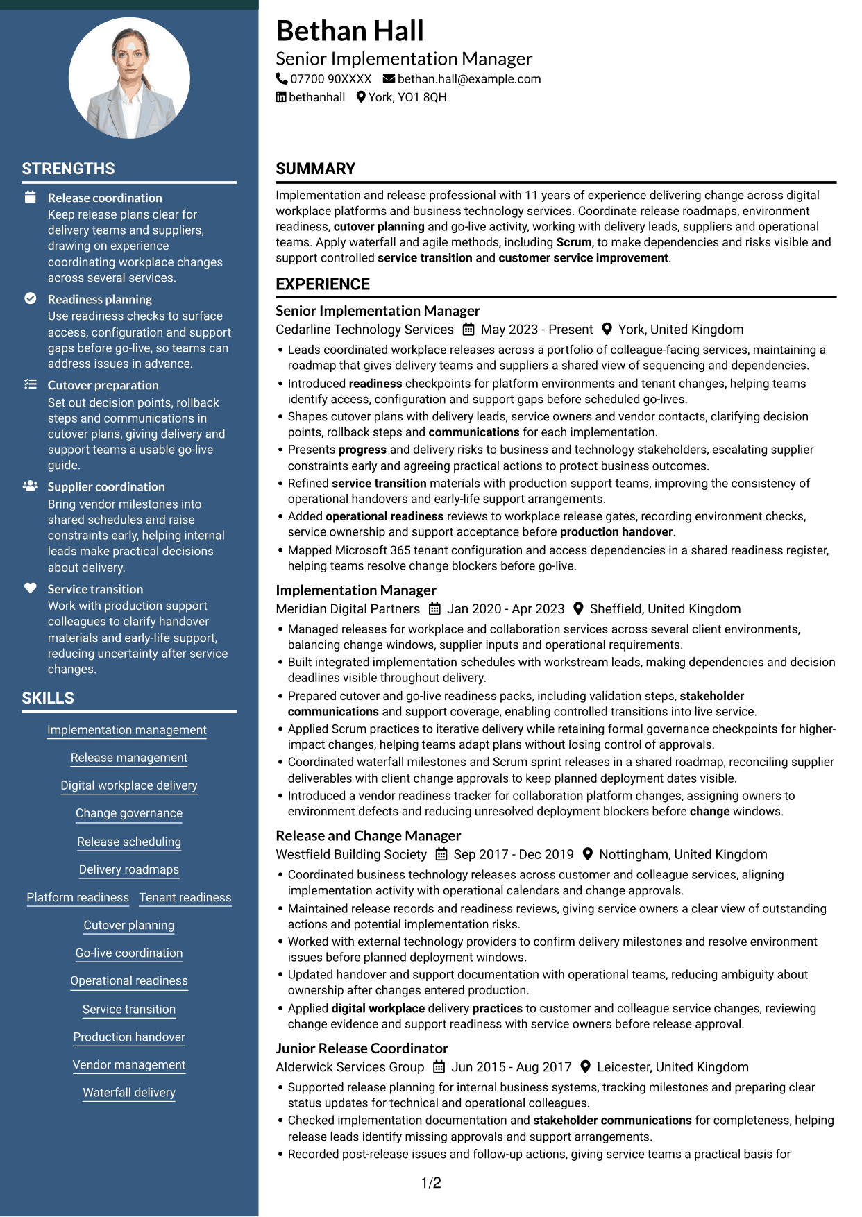 CV example — page 1