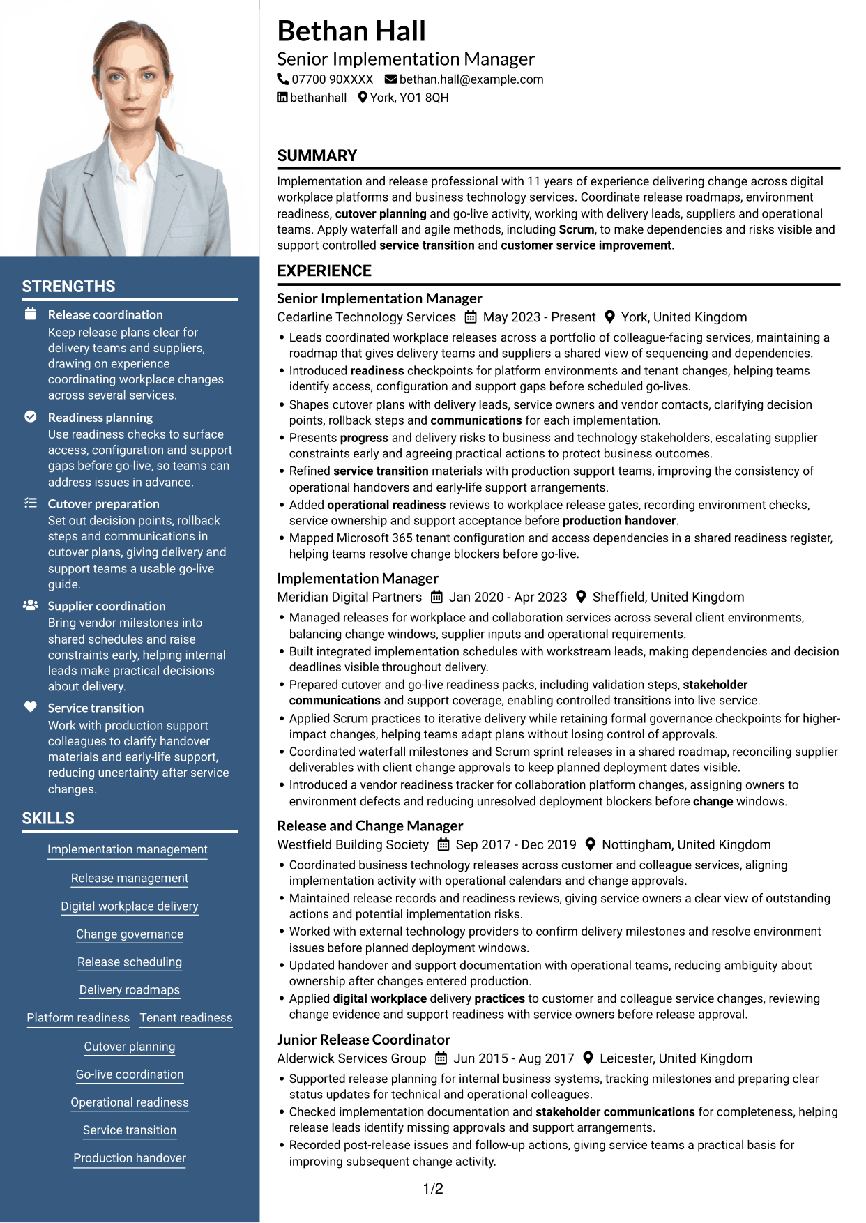 CV example — page 1
