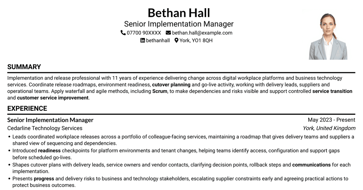 7 Implementation Manager - Workday CV Templates with Example