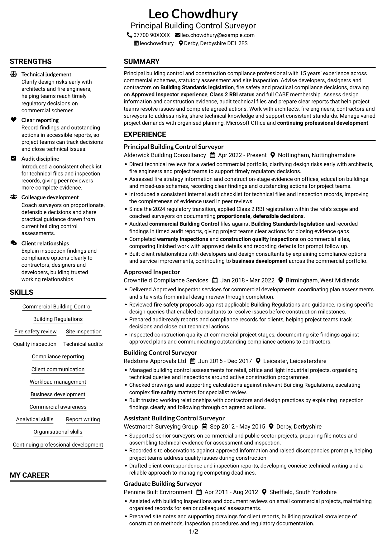 CV example — page 1