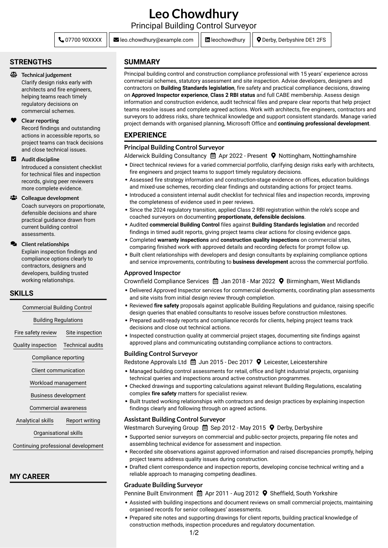 CV example — page 1