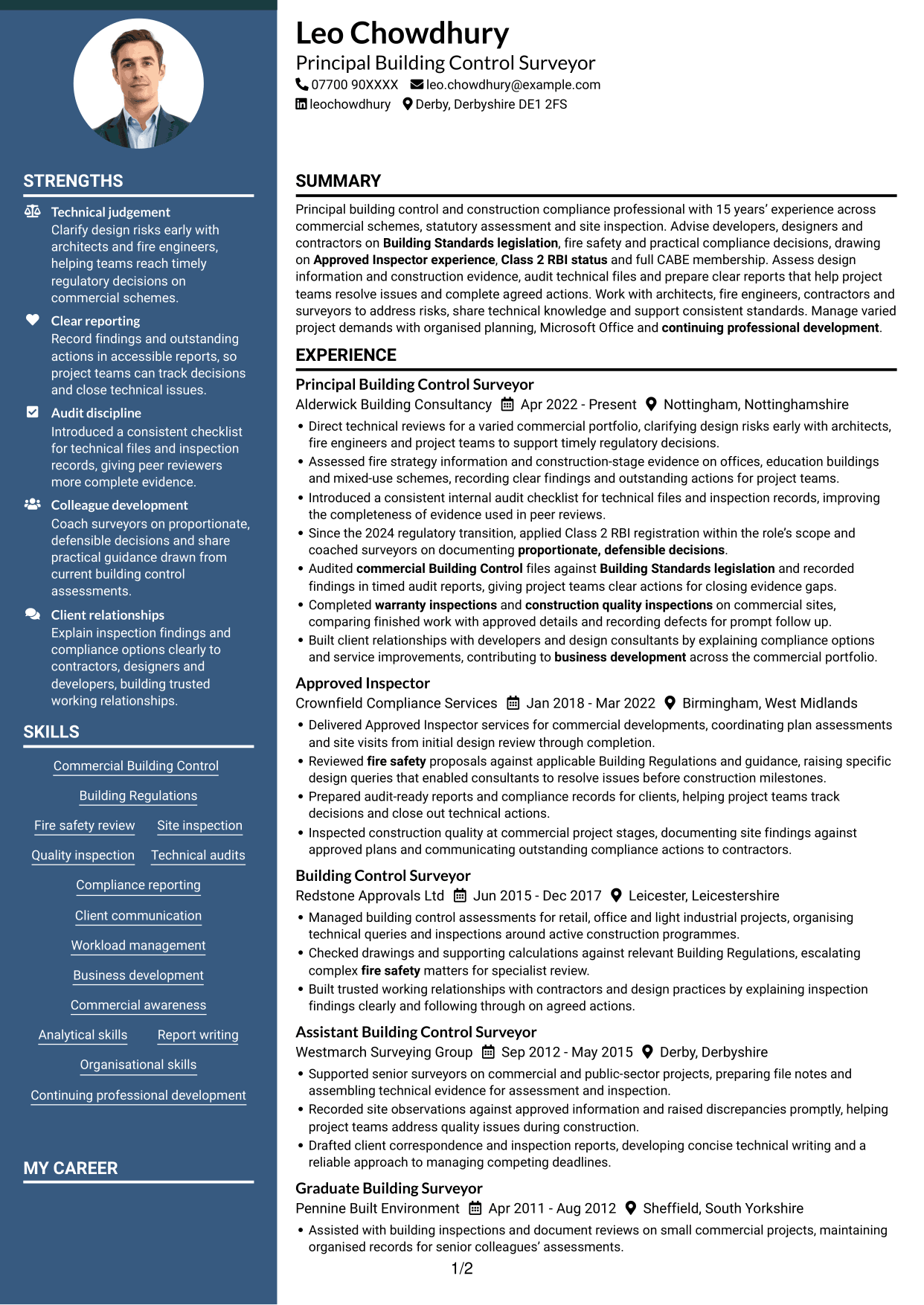 CV example — page 1