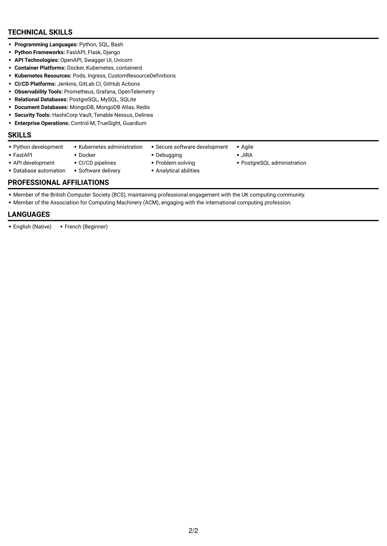 CV example — page 2