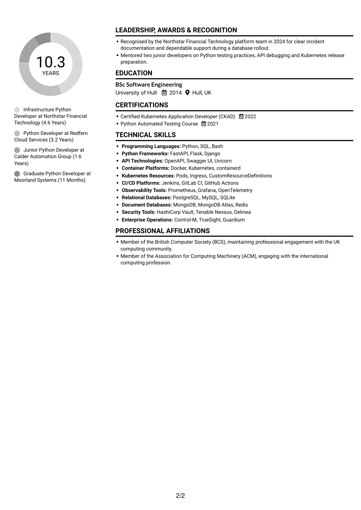CV example — page 2