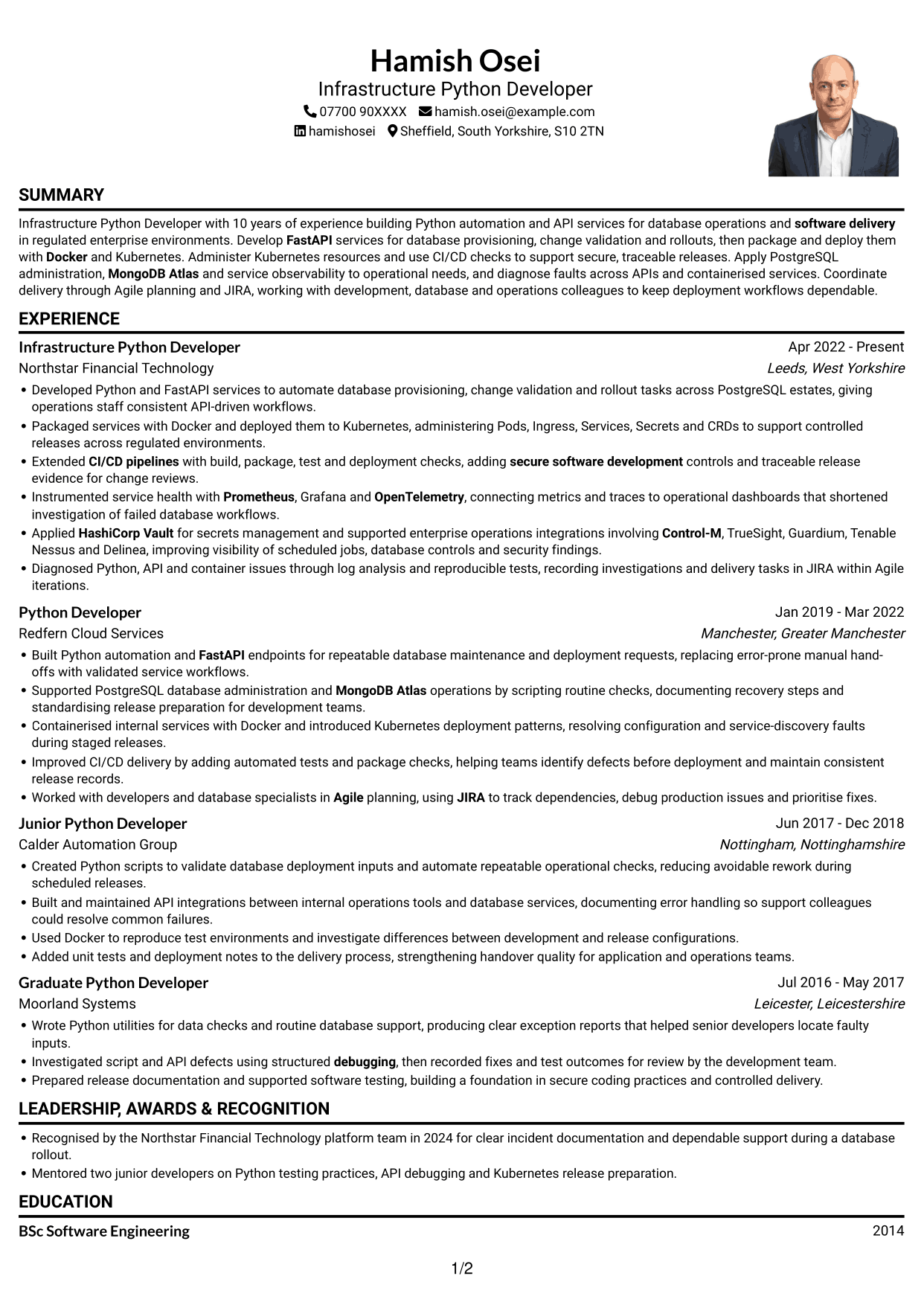 CV example — page 1