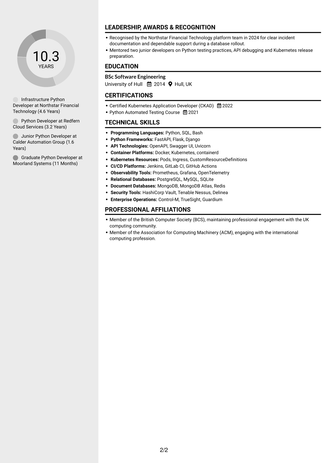 CV example — page 2
