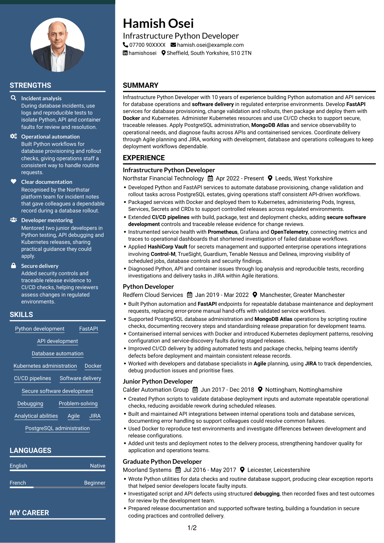 CV example — page 1