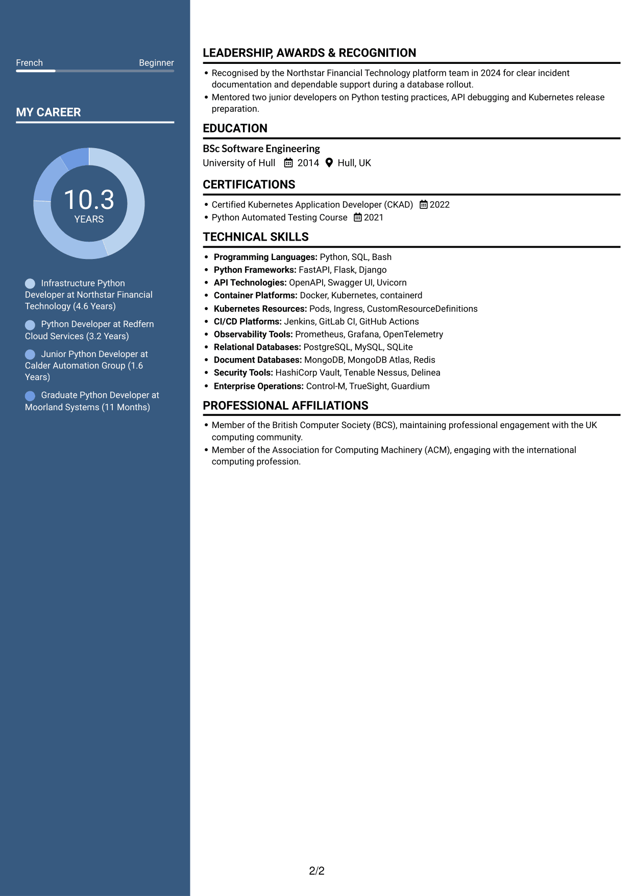 CV example — page 2