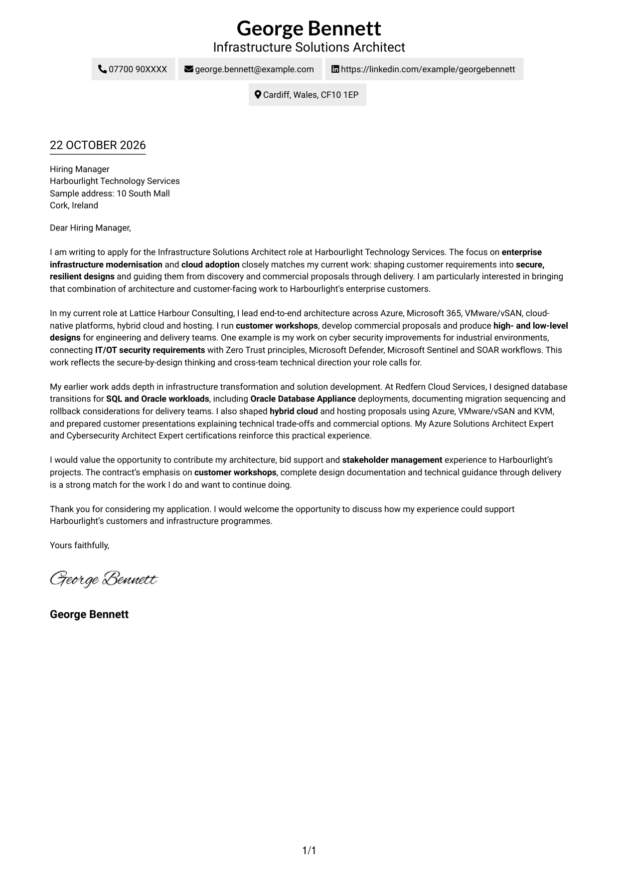 Cover letter example — page 1