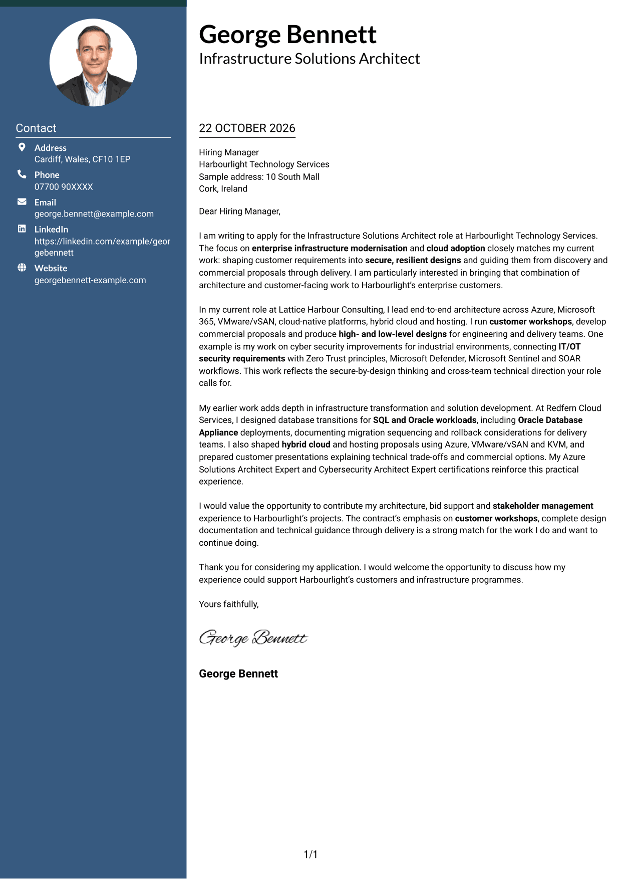 Cover letter example — page 1