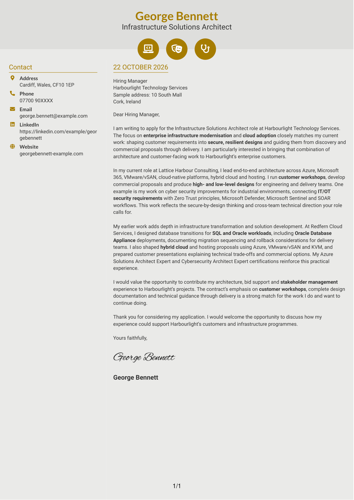 Cover letter example — page 1