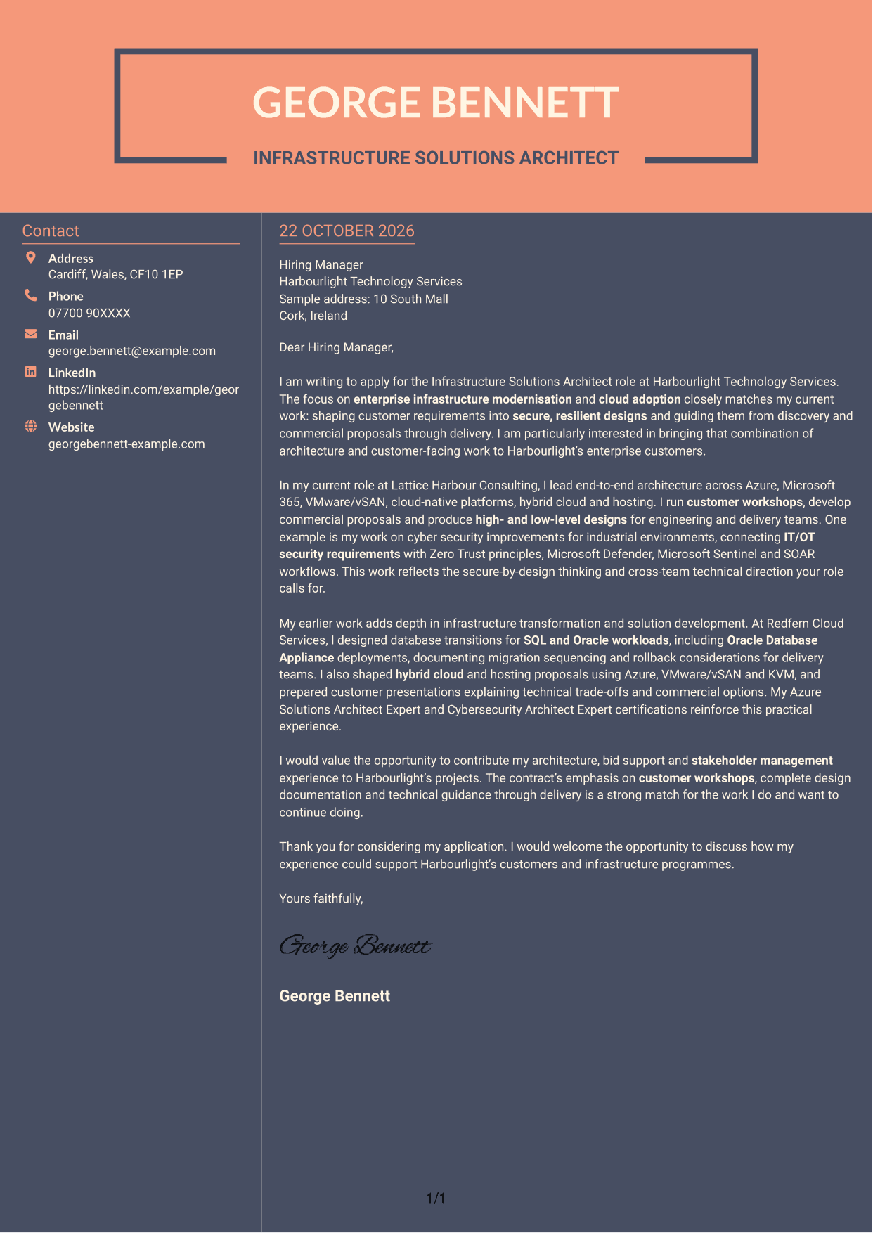 Cover letter example — page 1