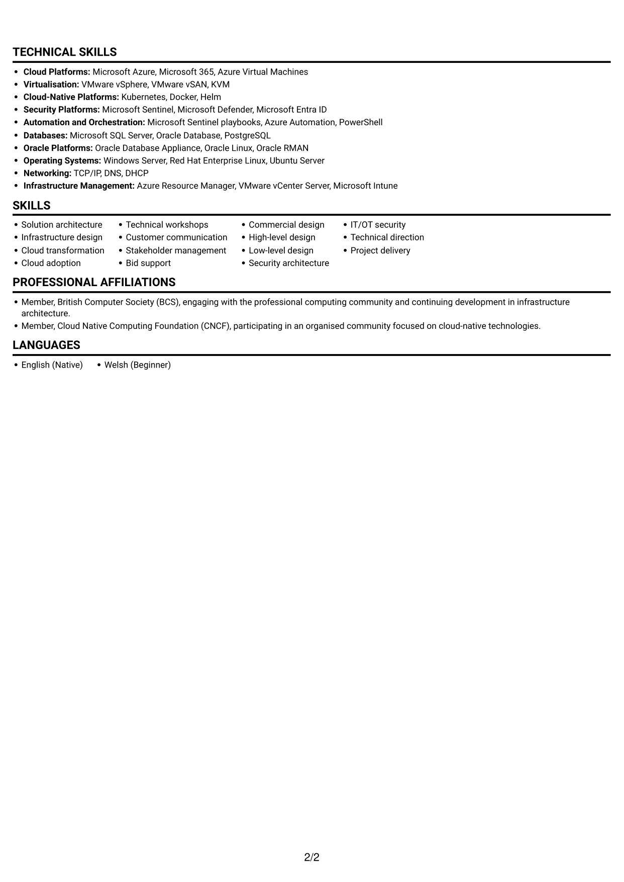 CV example — page 2