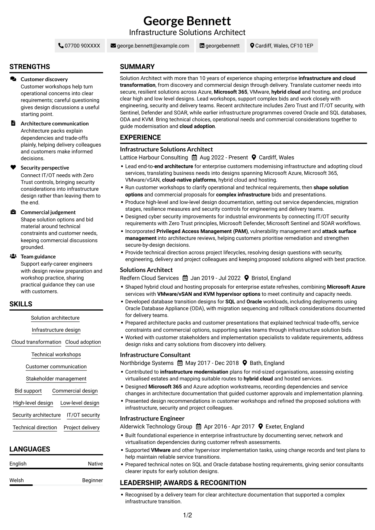 CV example — page 1