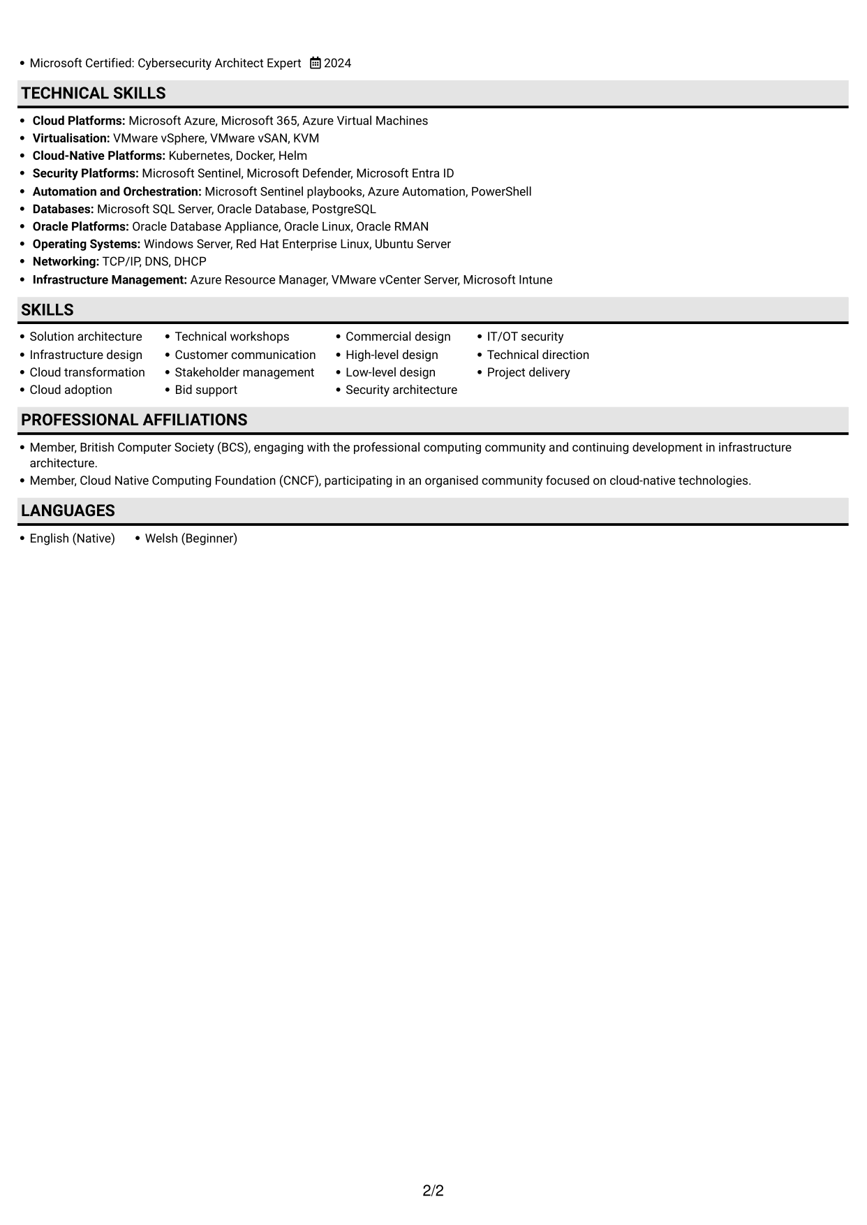 CV example — page 2