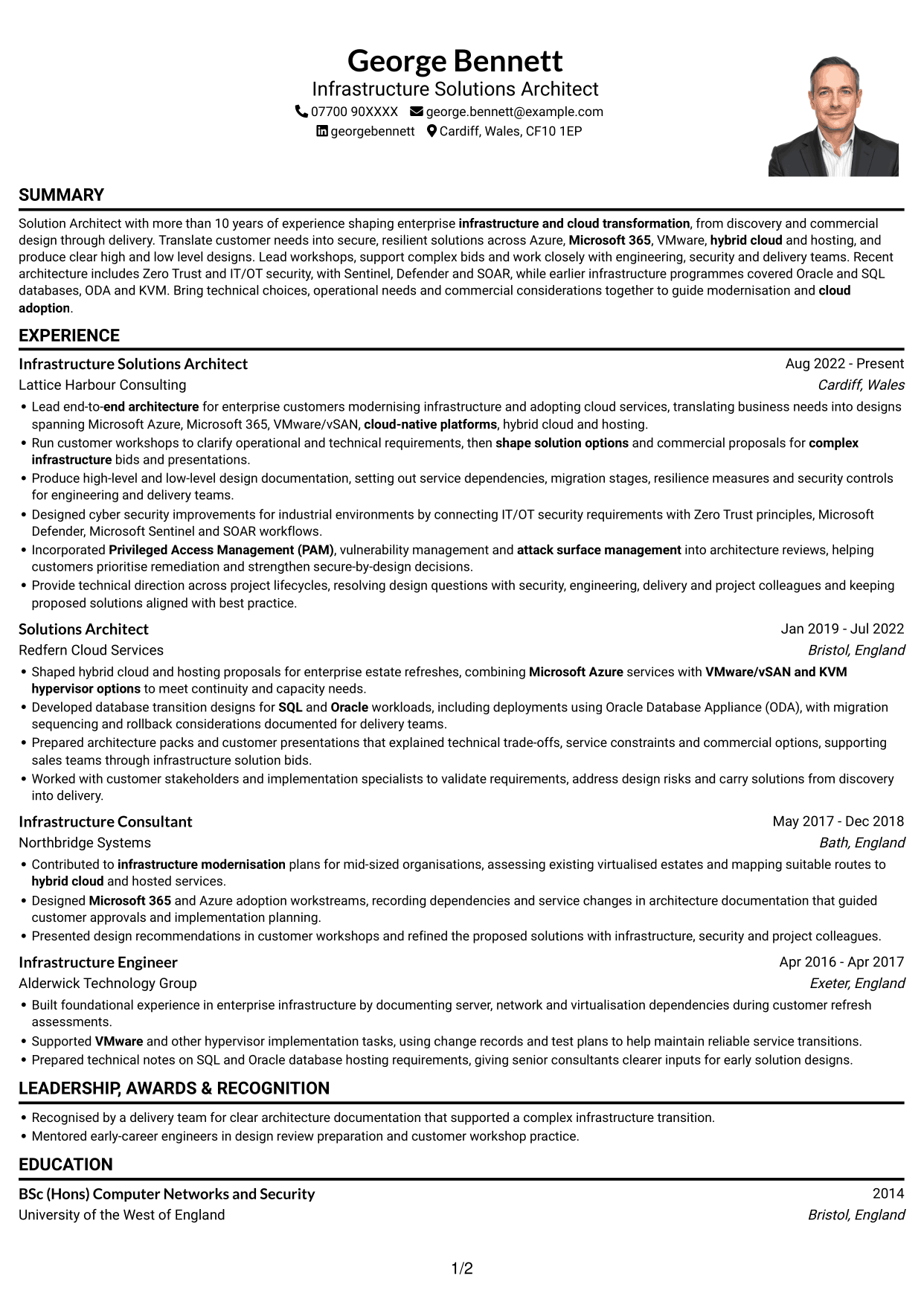 CV example — page 1