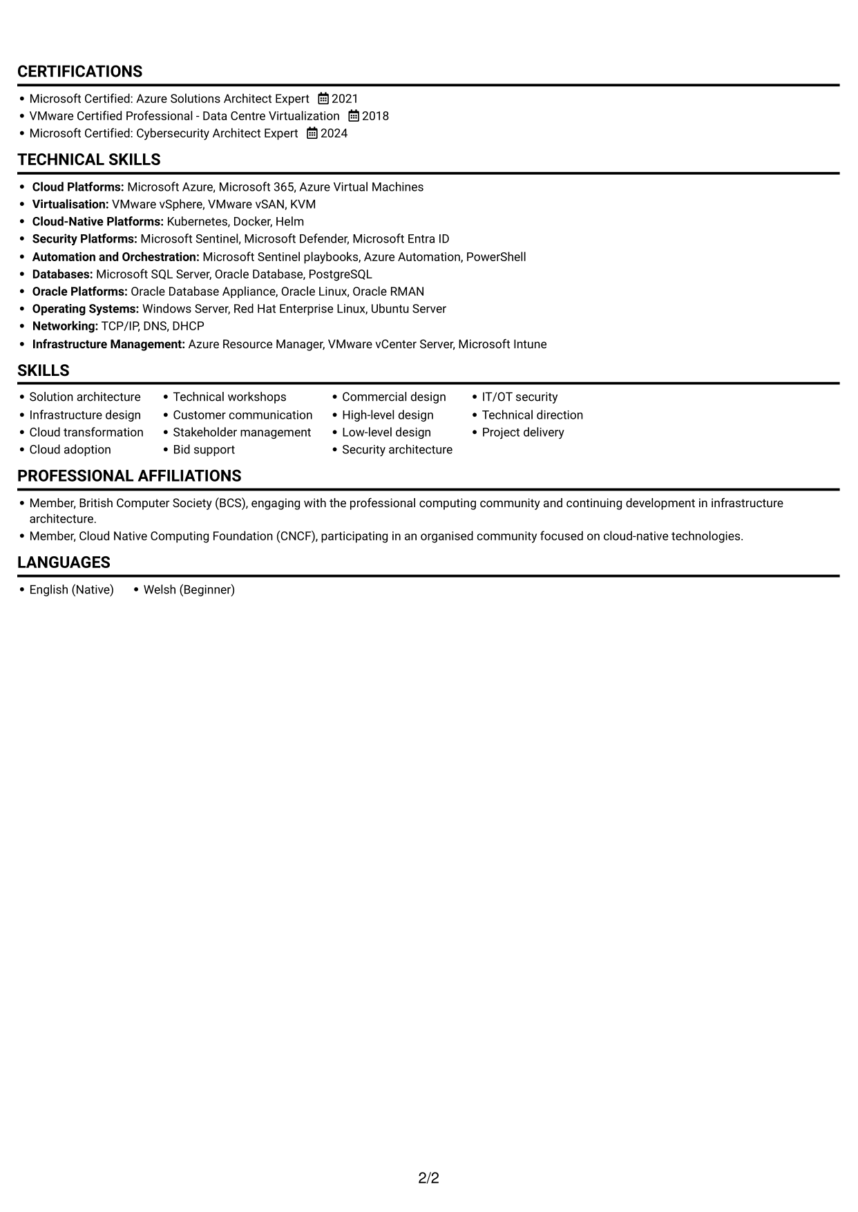 CV example — page 2