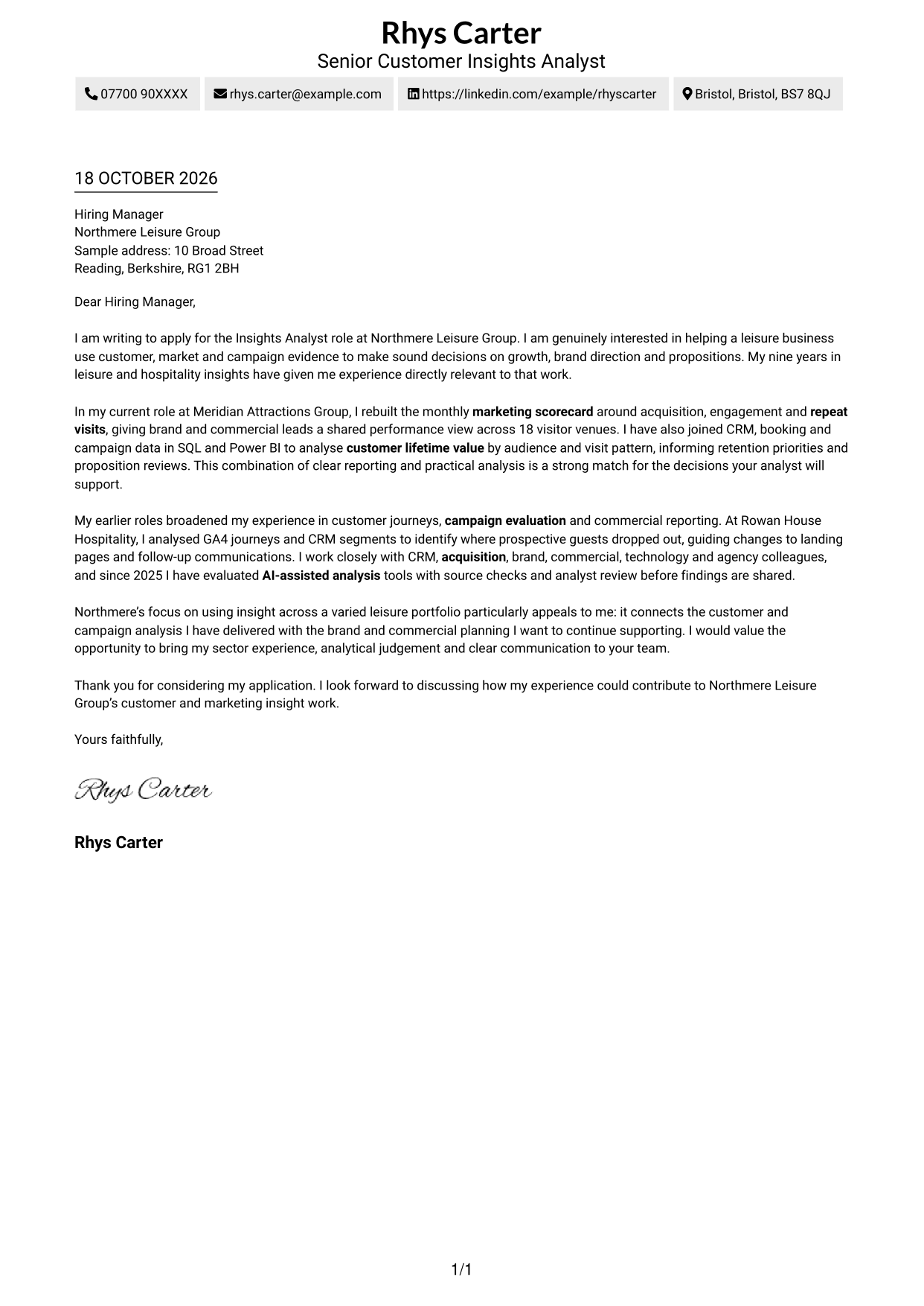 Cover letter example — page 1