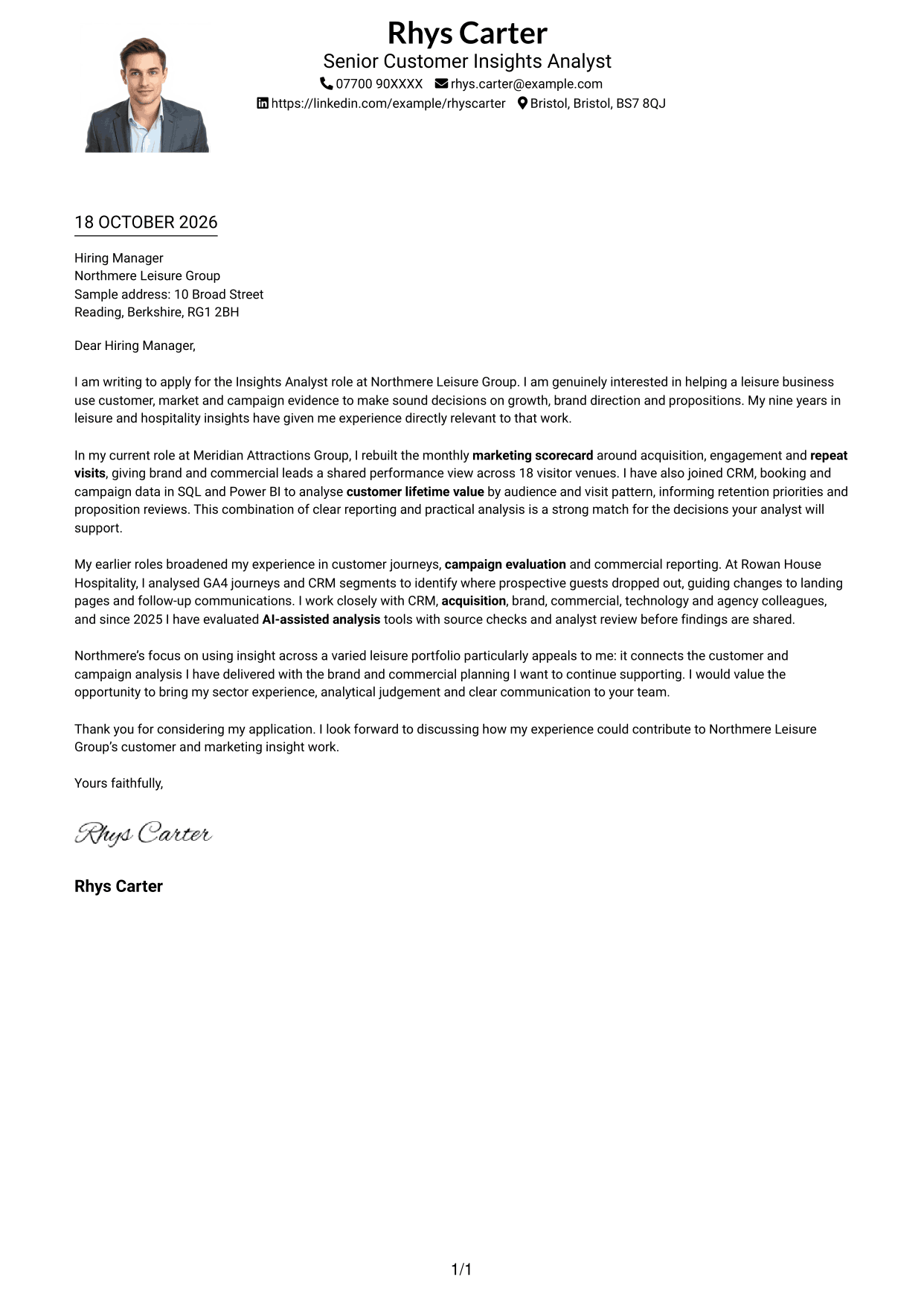 Cover letter example — page 1