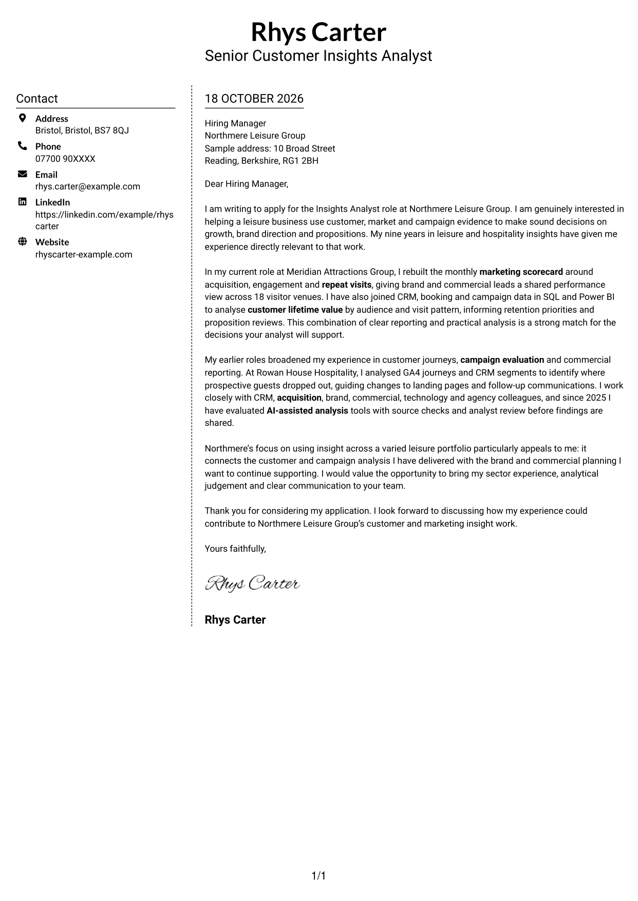 Cover letter example — page 1