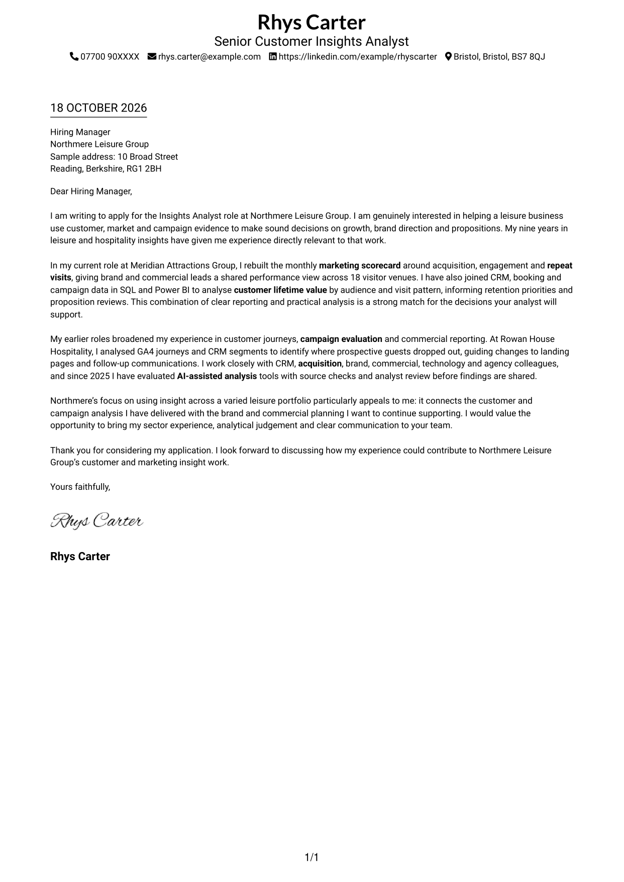 Cover letter example — page 1