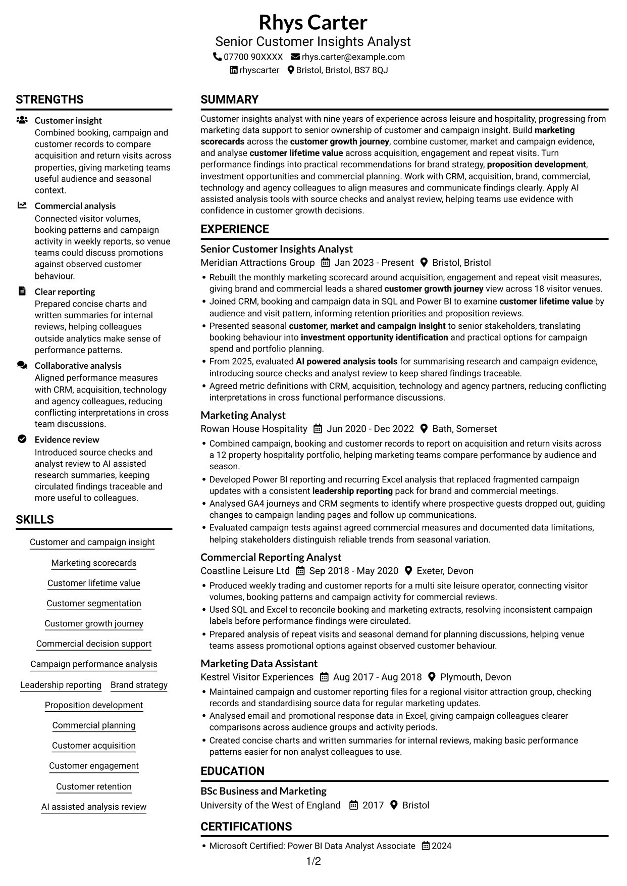 CV example — page 1