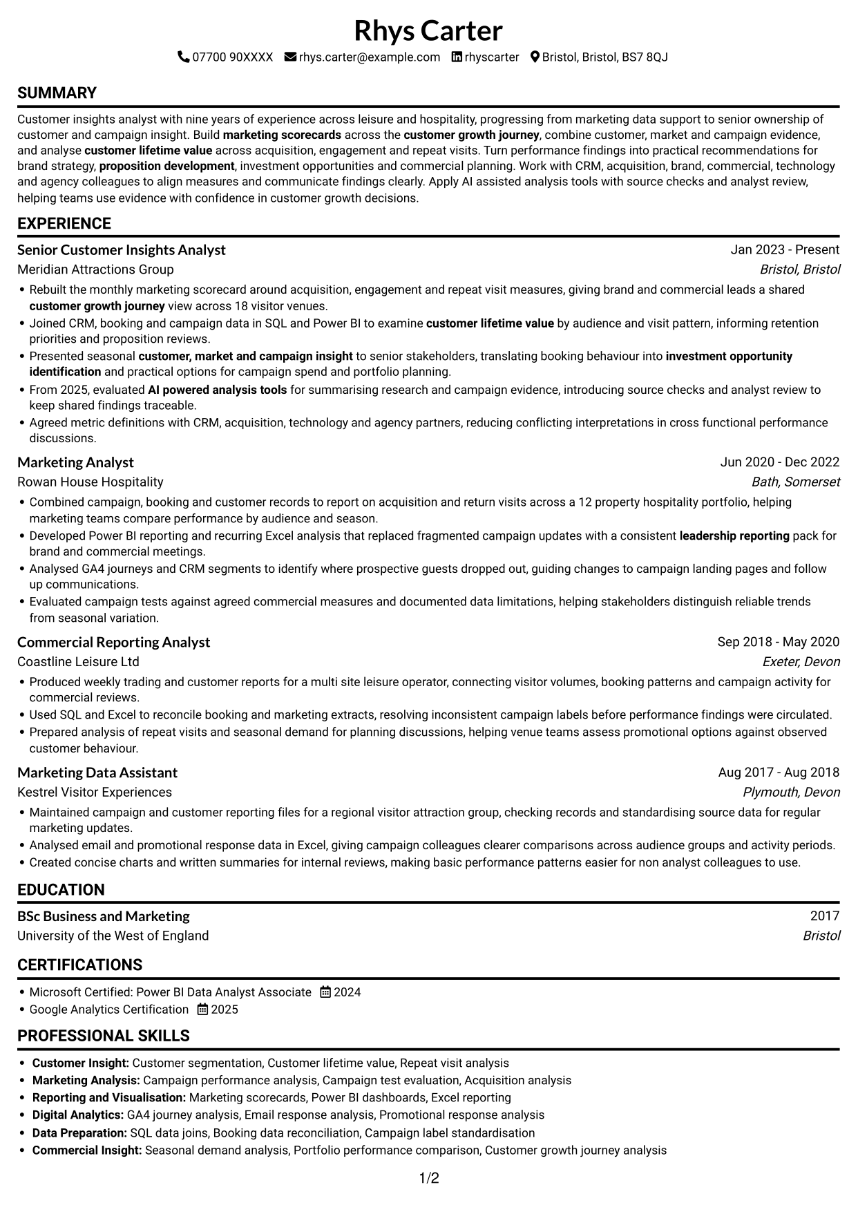 CV example — page 1