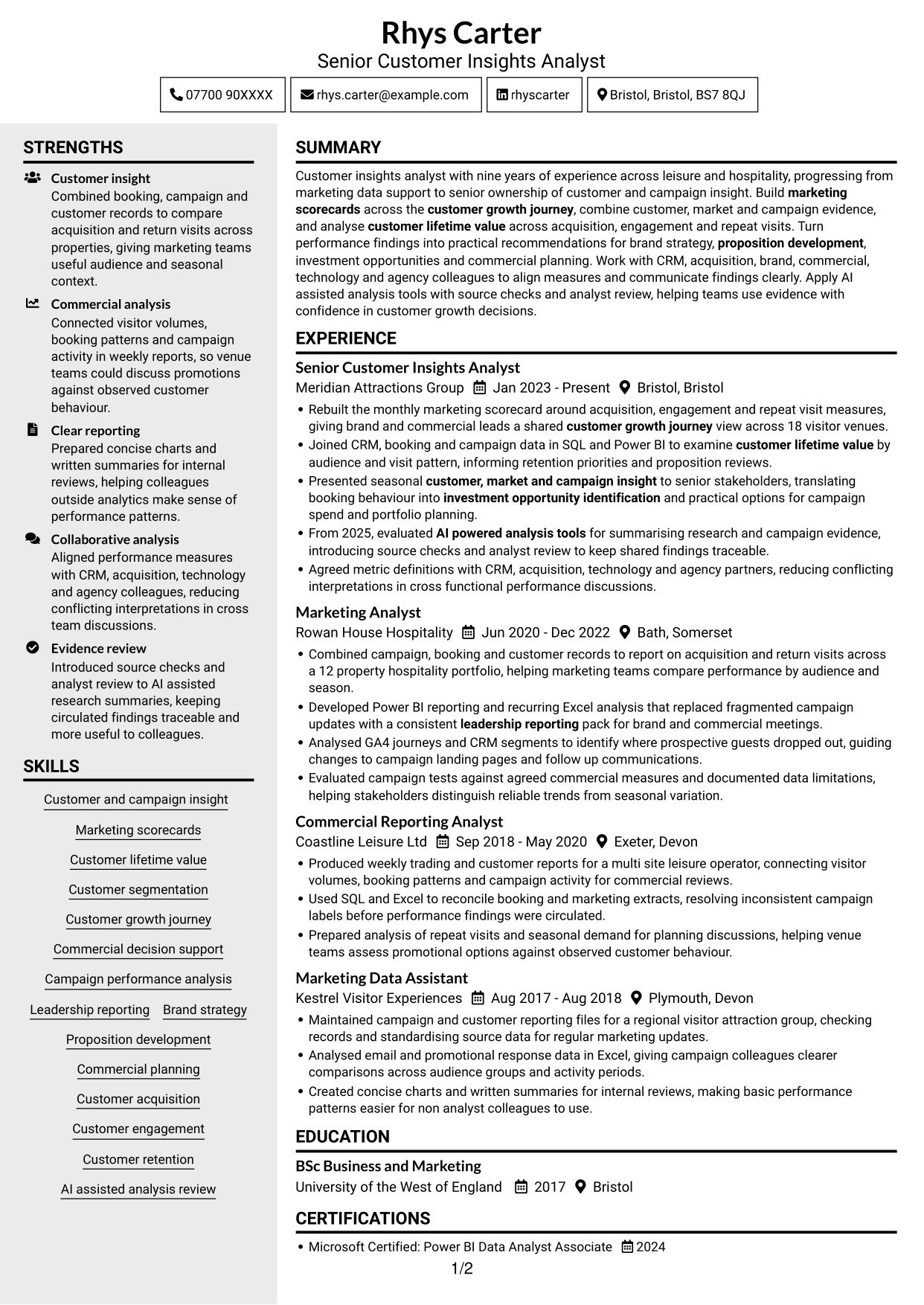 CV example — page 1