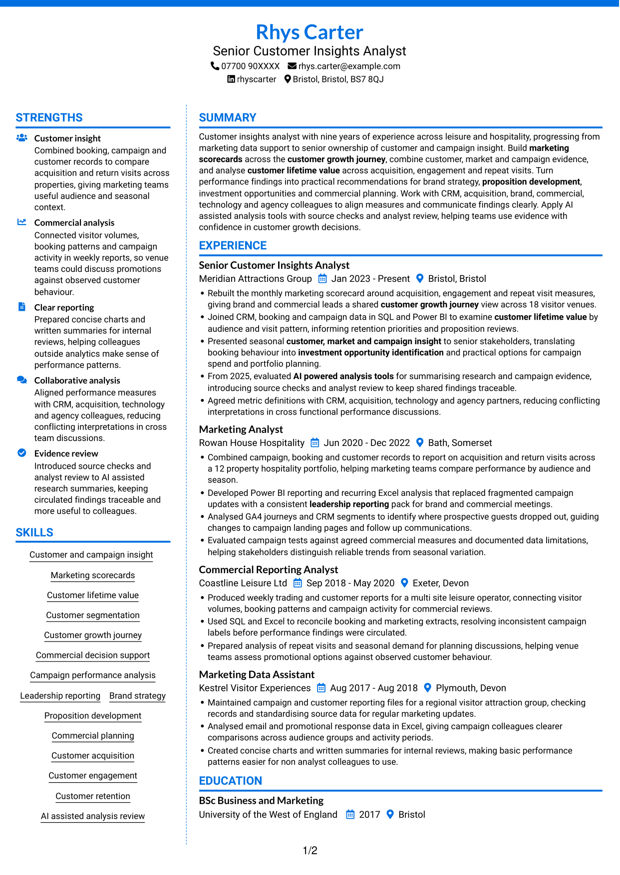 CV example — page 1