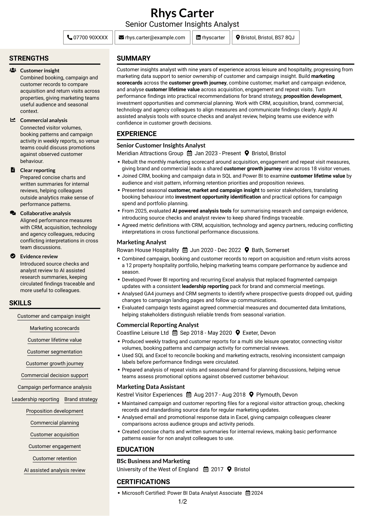 CV example — page 1