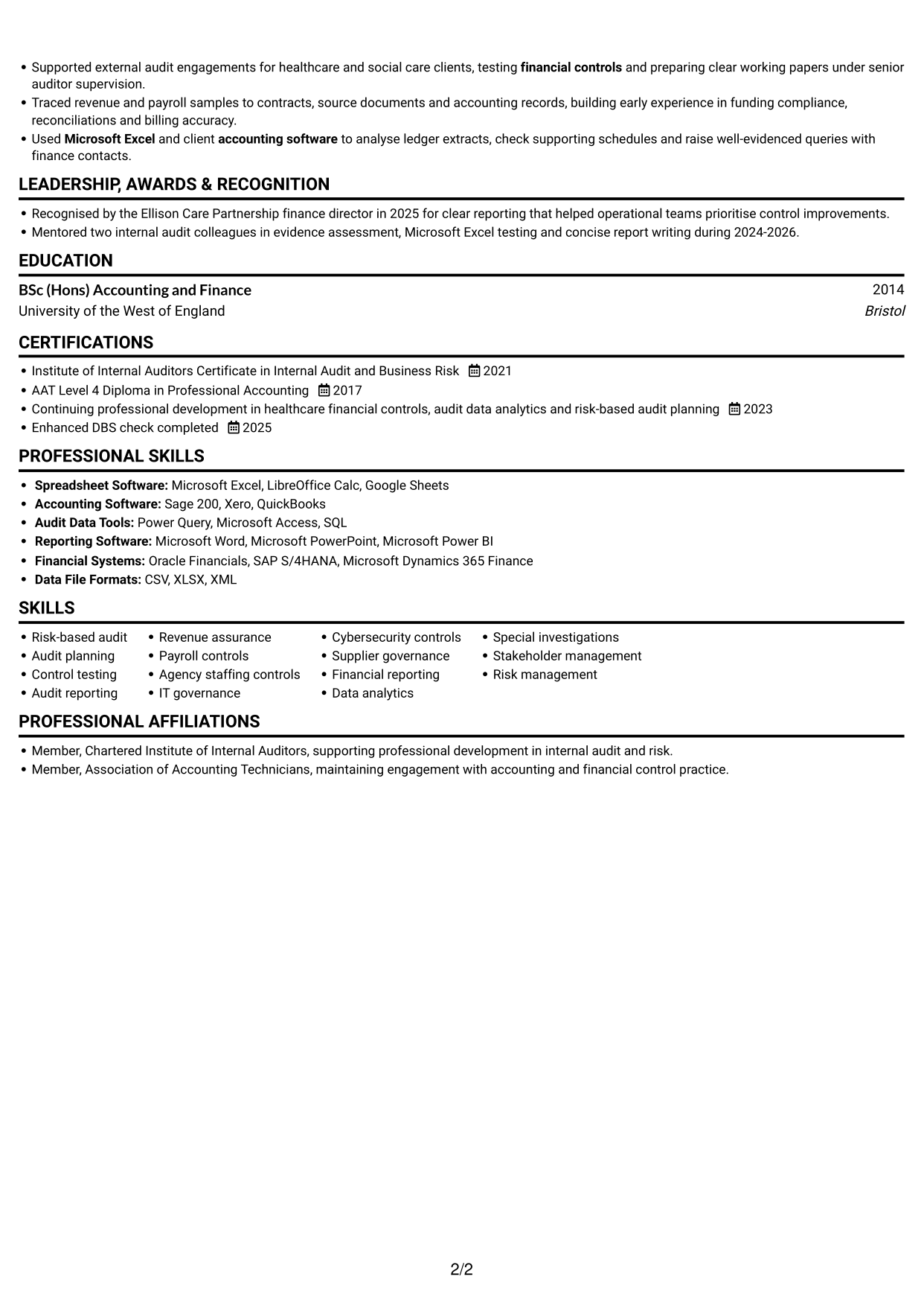 CV example — page 2