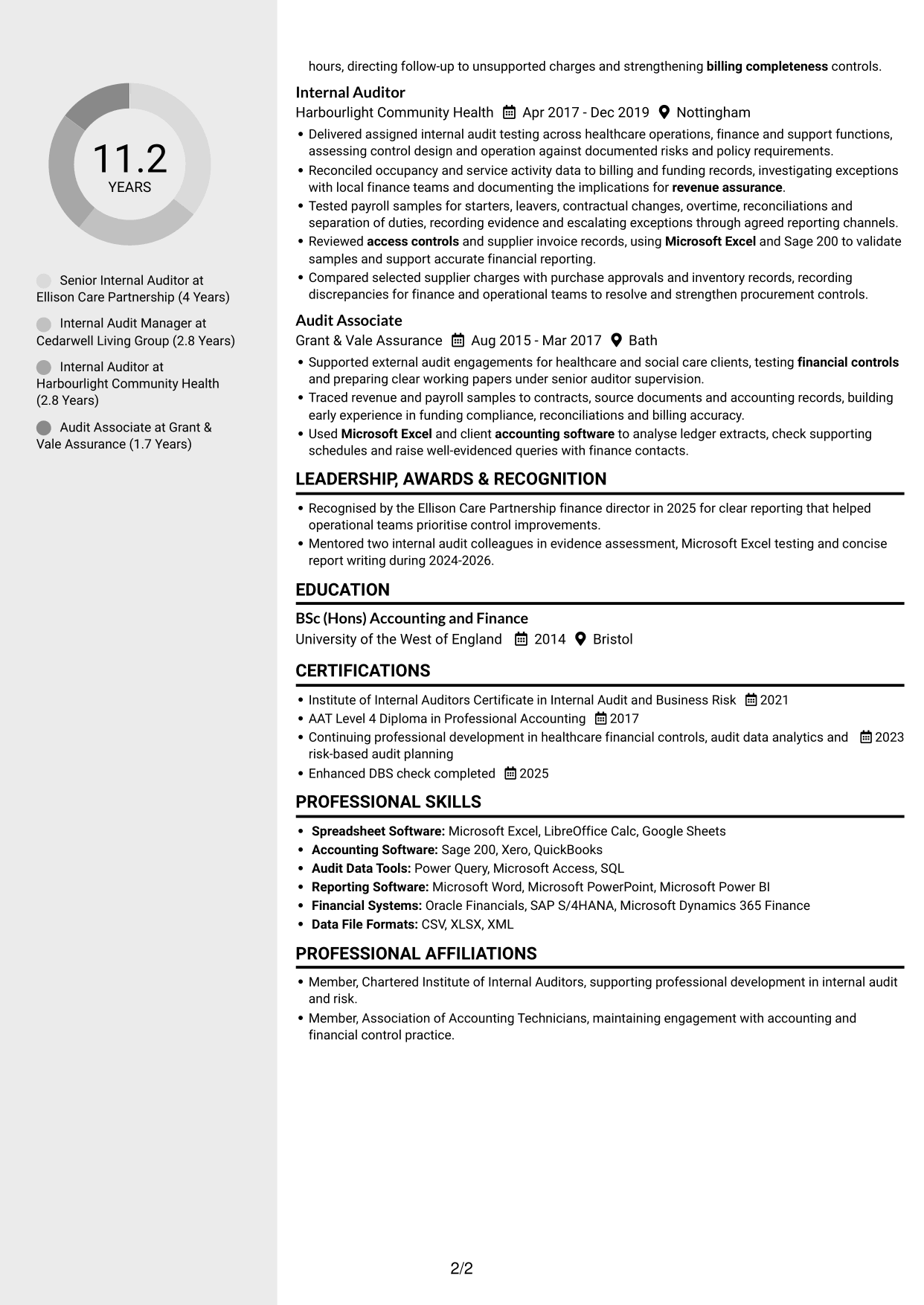CV example — page 2