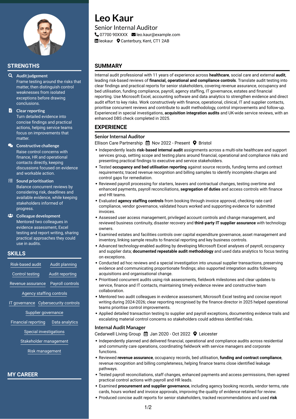 CV example — page 1